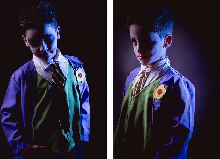 sesiones de fotos de halloween, en el campito, disfraz de Joker
